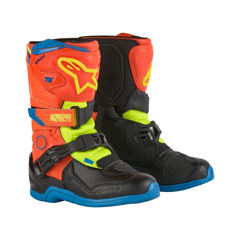 Alpinestars Tech 3s Orange Blue Black Yellow Kids MX Boots