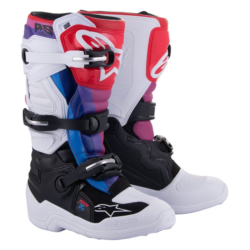 Alpinestars Tech 7s Black White Rainbow Youth MX Boots 1